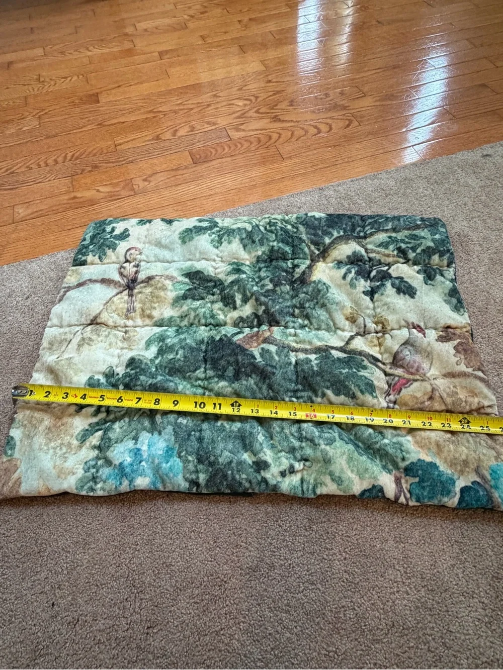 New Anthropologie Judarn printed velvet pillow cover quilted standard botanical
